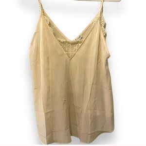 NEW Free People 100% Silk Double Camisole | Lace Bralette | Cream Bone |